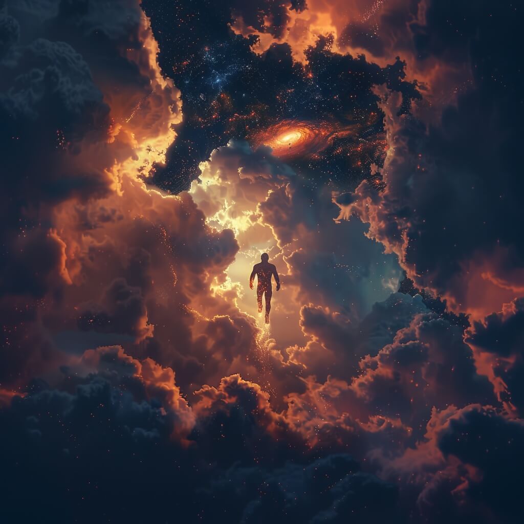 Ensight background image - superhero in space, chaos